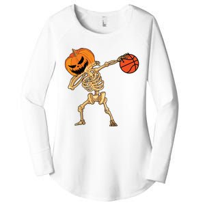 Basketball Dabbing Skeleton Boy Halloween Basketball Women's Perfect Tri Tunic Long Sleeve Shirt