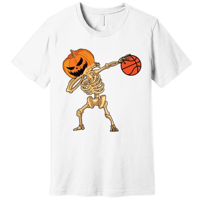 Basketball Dabbing Skeleton Boy Halloween Basketball Premium T-Shirt