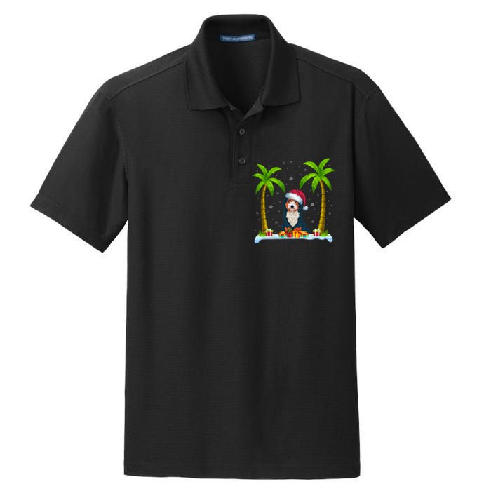 Bernedoodle Dog Santa Hat Palm Tree Beach Xmas Pajama Dry Zone Grid Polo