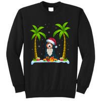 Bernedoodle Dog Santa Hat Palm Tree Beach Xmas Pajama Tall Sweatshirt