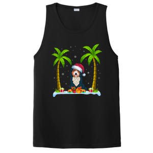 Bernedoodle Dog Santa Hat Palm Tree Beach Xmas Pajama PosiCharge Competitor Tank