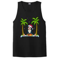 Bernedoodle Dog Santa Hat Palm Tree Beach Xmas Pajama PosiCharge Competitor Tank