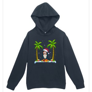 Bernedoodle Dog Santa Hat Palm Tree Beach Xmas Pajama Urban Pullover Hoodie