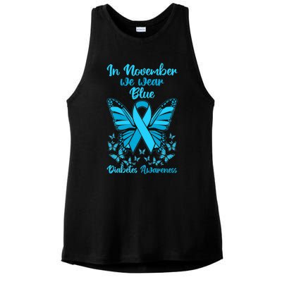 Butterflies Diabetes Type 1 Awareness Family Support Ladies PosiCharge Tri-Blend Wicking Tank