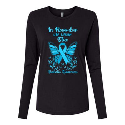 Butterflies Diabetes Type 1 Awareness Family Support Womens Cotton Relaxed Long Sleeve T-Shirt