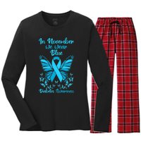 Butterflies Diabetes Type 1 Awareness Family Support Women's Long Sleeve Flannel Pajama Set 