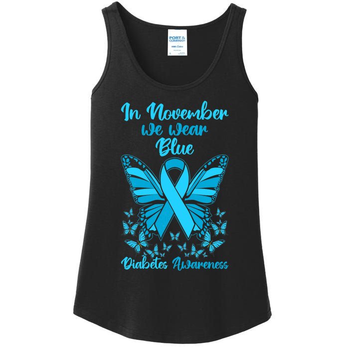 Butterflies Diabetes Type 1 Awareness Family Support Ladies Essential Tank