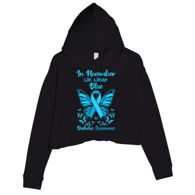 Butterflies Diabetes Type 1 Awareness Family Support Crop Fleece Hoodie