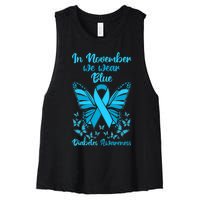 Butterflies Diabetes Type 1 Awareness Family Support Women's Racerback Cropped Tank