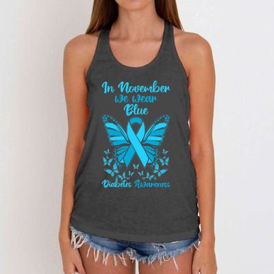 Butterflies Diabetes Type 1 Awareness Family Support Women's Knotted Racerback Tank