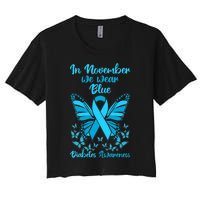 Butterflies Diabetes Type 1 Awareness Family Support Women's Crop Top Tee