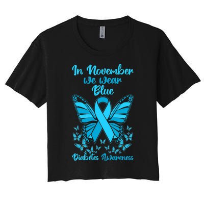 Butterflies Diabetes Type 1 Awareness Family Support Women's Crop Top Tee