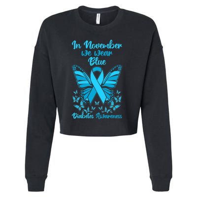 Butterflies Diabetes Type 1 Awareness Family Support Cropped Pullover Crew