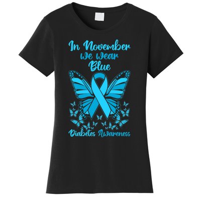 Butterflies Diabetes Type 1 Awareness Family Support Women's T-Shirt