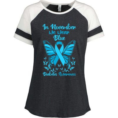 Butterflies Diabetes Type 1 Awareness Family Support Enza Ladies Jersey Colorblock Tee