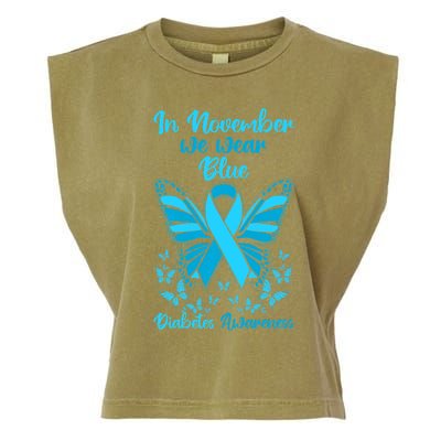 Butterflies Diabetes Type 1 Awareness Family Support Garment-Dyed Women's Muscle Tee