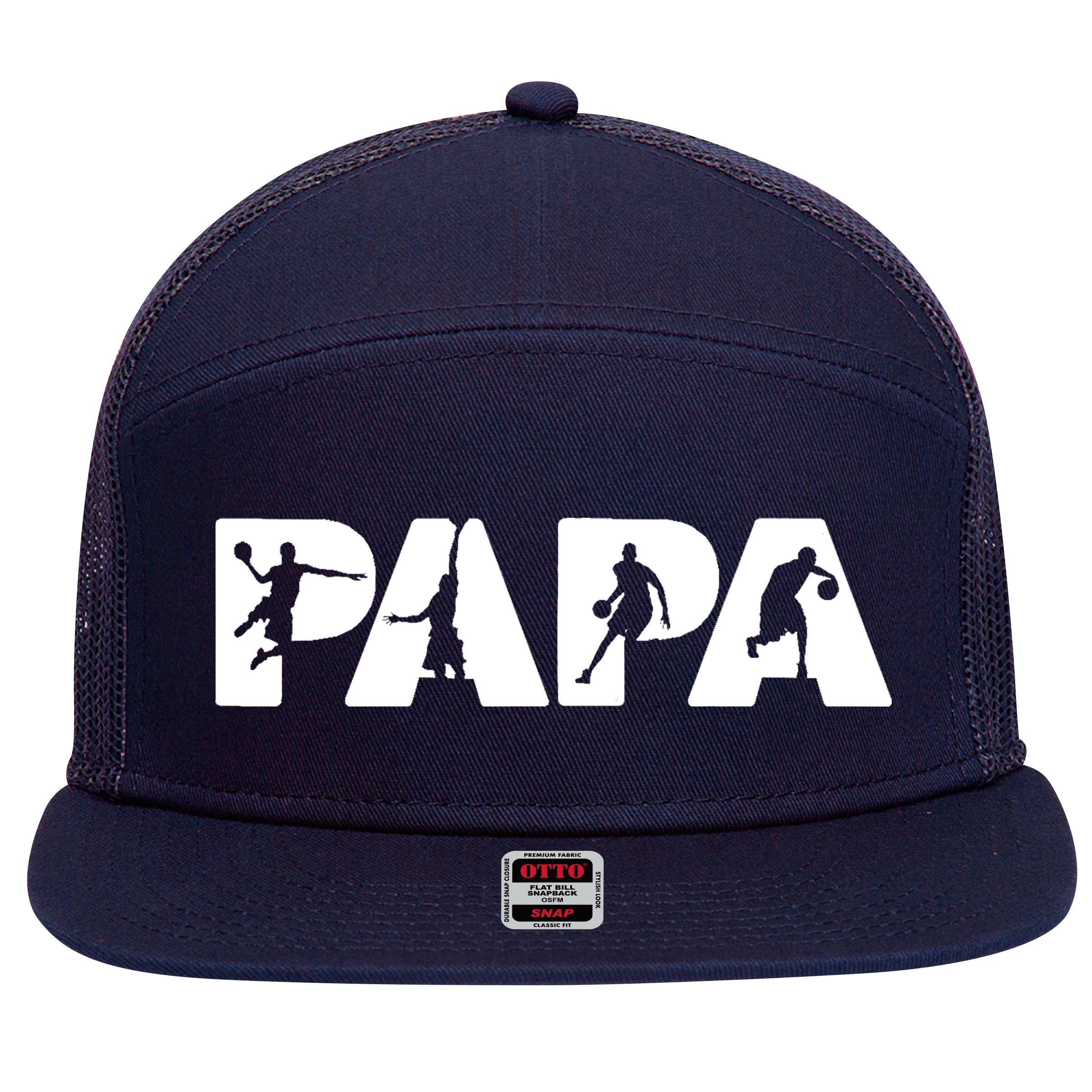 Basketball Dad T, Funny Papa Basketball Father 7 Panel Mesh Trucker Snapback Hat