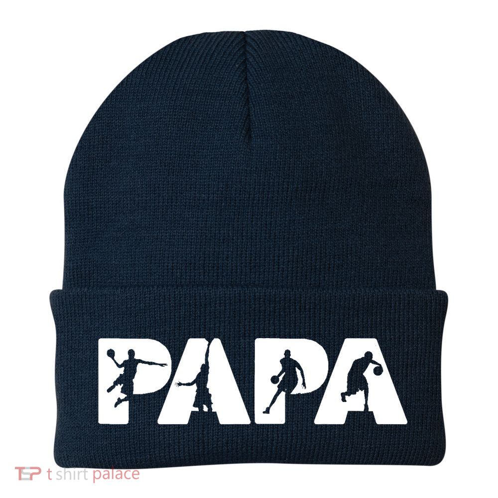 Basketball Dad T, Funny Papa Basketball Father Beanie