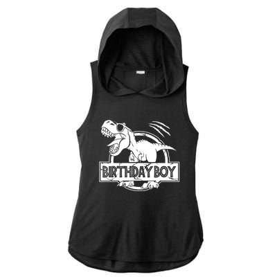 Birthday Dino T Rex Dinosaur Matching Family Ladies PosiCharge Tri-Blend Wicking Draft Hoodie Tank