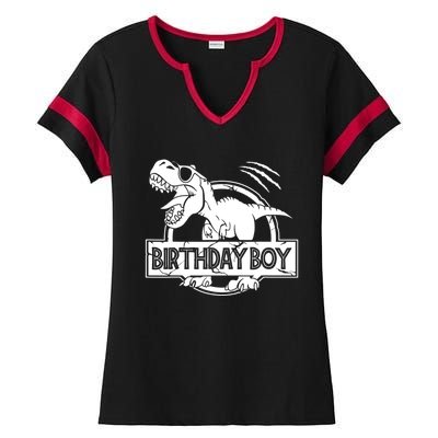 Birthday Dino T Rex Dinosaur Matching Family Ladies Halftime Notch Neck Tee