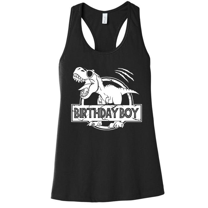 Birthday Dino T Rex Dinosaur Matching Family Women's Racerback Tank