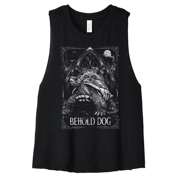 Behold Dog Turtle Elden Merch Women's Racerback Cropped Tank