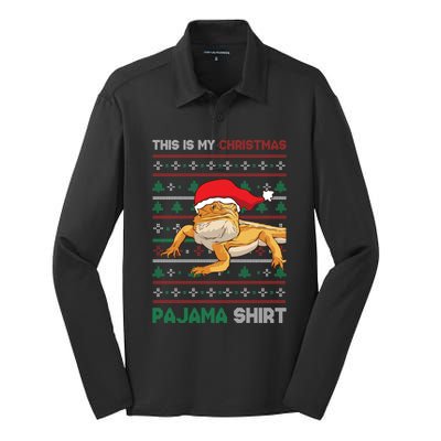 Bearded Dragon This Is My Christmas Pajama Gift Silk Touch Performance Long Sleeve Polo