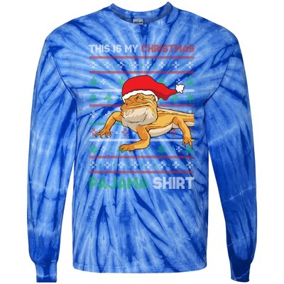 Bearded Dragon This Is My Christmas Pajama Gift Tie-Dye Long Sleeve Shirt