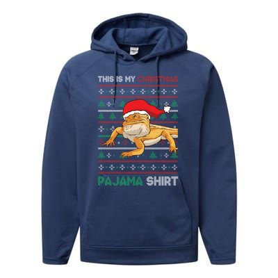 Bearded Dragon This Is My Christmas Pajama Gift Performance Fleece Hoodie