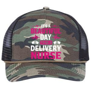 Beautiful Day To Be A Delivery Nurse Funny Gift Retro Rope Trucker Hat Cap