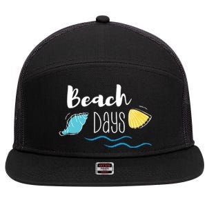 Beach Days Travel Vacation Summer 7 Panel Mesh Trucker Snapback Hat