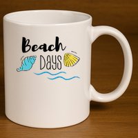 Beach Days Travel Vacation Summer 11oz C Handle Ceramic Mug