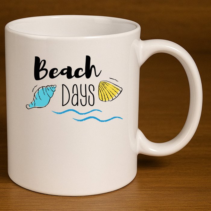 Beach Days Travel Vacation Summer 11oz C Handle Ceramic Mug