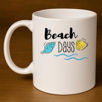 Beach Days Travel Vacation Summer 11oz C Handle Ceramic Mug