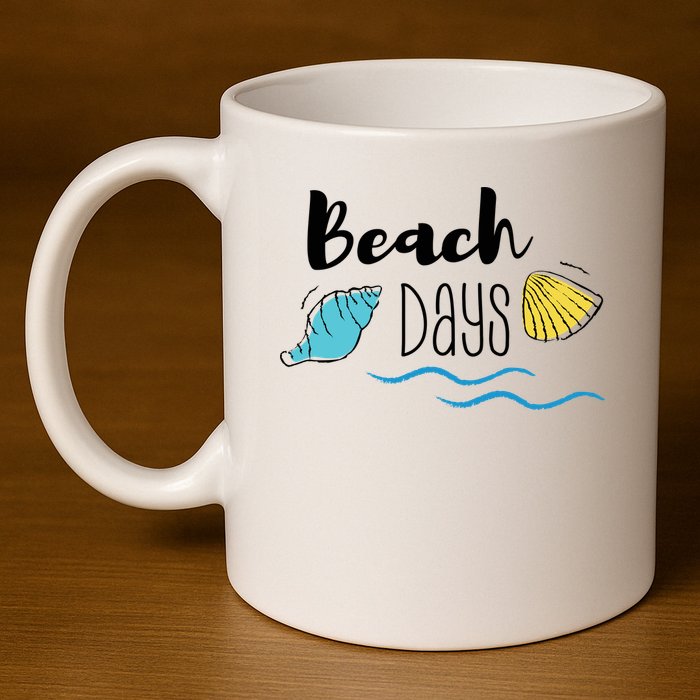 Beach Days Travel Vacation Summer 11oz C Handle Ceramic Mug