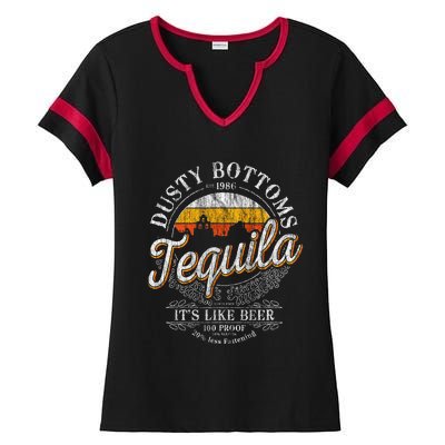 Bottom Dusty Three Amigos Fitted Mexico Tequila Lover Ladies Halftime Notch Neck Tee