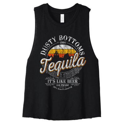 Bottom Dusty Three Amigos Fitted Mexico Tequila Lover Women's Racerback Cropped Tank