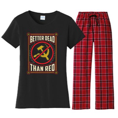 Better Dead Than Red Funny Cold War Era Anti Communism Fun Women's Flannel Pajama Set