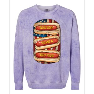 Bad Day To Be A Hot Dog July 4th Patriotic Summer Bbq Funny Colorblast Crewneck Sweatshirt