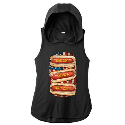 Bad Day To Be A Hot Dog July 4th Patriotic Summer Bbq Funny Ladies PosiCharge Tri-Blend Wicking Draft Hoodie Tank