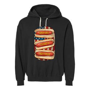 Bad Day To Be A Hot Dog July 4th Patriotic Summer Bbq Funny Garment-Dyed Fleece Hoodie