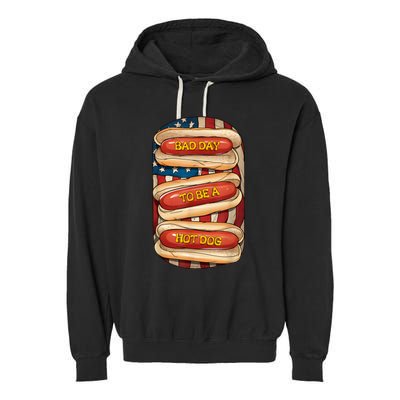 Bad Day To Be A Hot Dog July 4th Patriotic Summer Bbq Funny Garment-Dyed Fleece Hoodie