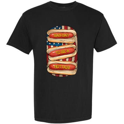 Bad Day To Be A Hot Dog July 4th Patriotic Summer Bbq Funny Garment-Dyed Heavyweight T-Shirt