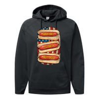 Bad Day To Be A Hot Dog July 4th Patriotic Summer Bbq Funny Performance Fleece Hoodie