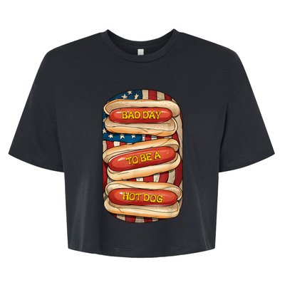 Bad Day To Be A Hot Dog July 4th Patriotic Summer Bbq Funny Bella+Canvas Jersey Crop Tee