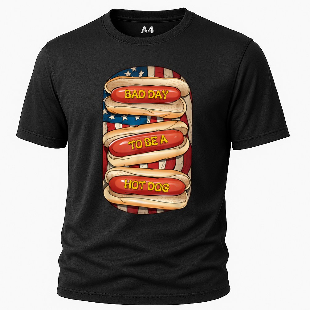 Bad Day To Be A Hot Dog July 4th Patriotic Summer Bbq Funny Cooling Performance Crew T-Shirt