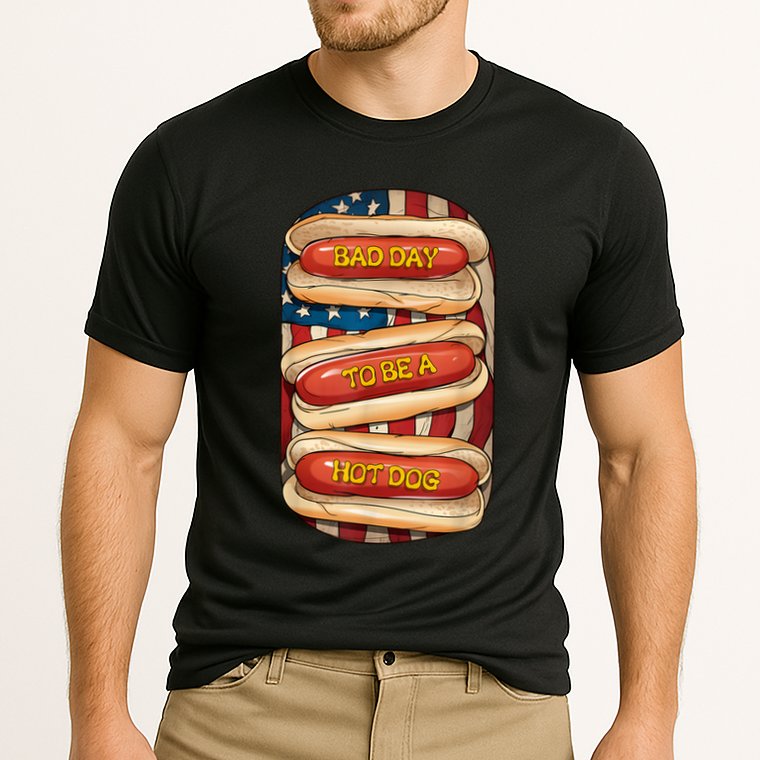 Bad Day To Be A Hot Dog July 4th Patriotic Summer Bbq Funny Cooling Performance Crew T-Shirt