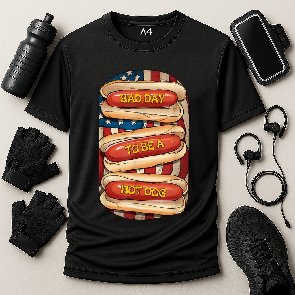 Bad Day To Be A Hot Dog July 4th Patriotic Summer Bbq Funny Cooling Performance Crew T-Shirt
