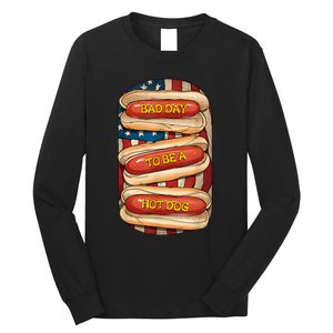 Bad Day To Be A Hot Dog July 4th Patriotic Summer Bbq Funny Long Sleeve Shirt