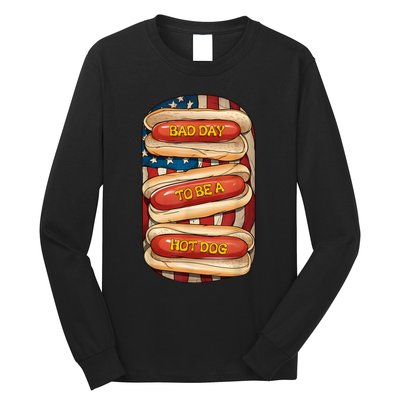 Bad Day To Be A Hot Dog July 4th Patriotic Summer Bbq Funny Long Sleeve Shirt